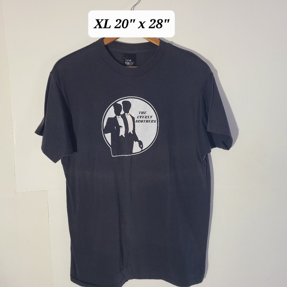 Vintage 80s Everly Brothers Black Faded XL T-Shirt Single Stitch Made in USA